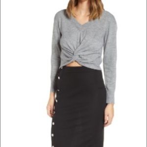 J.O.A Twist Front Knit Top in Grey